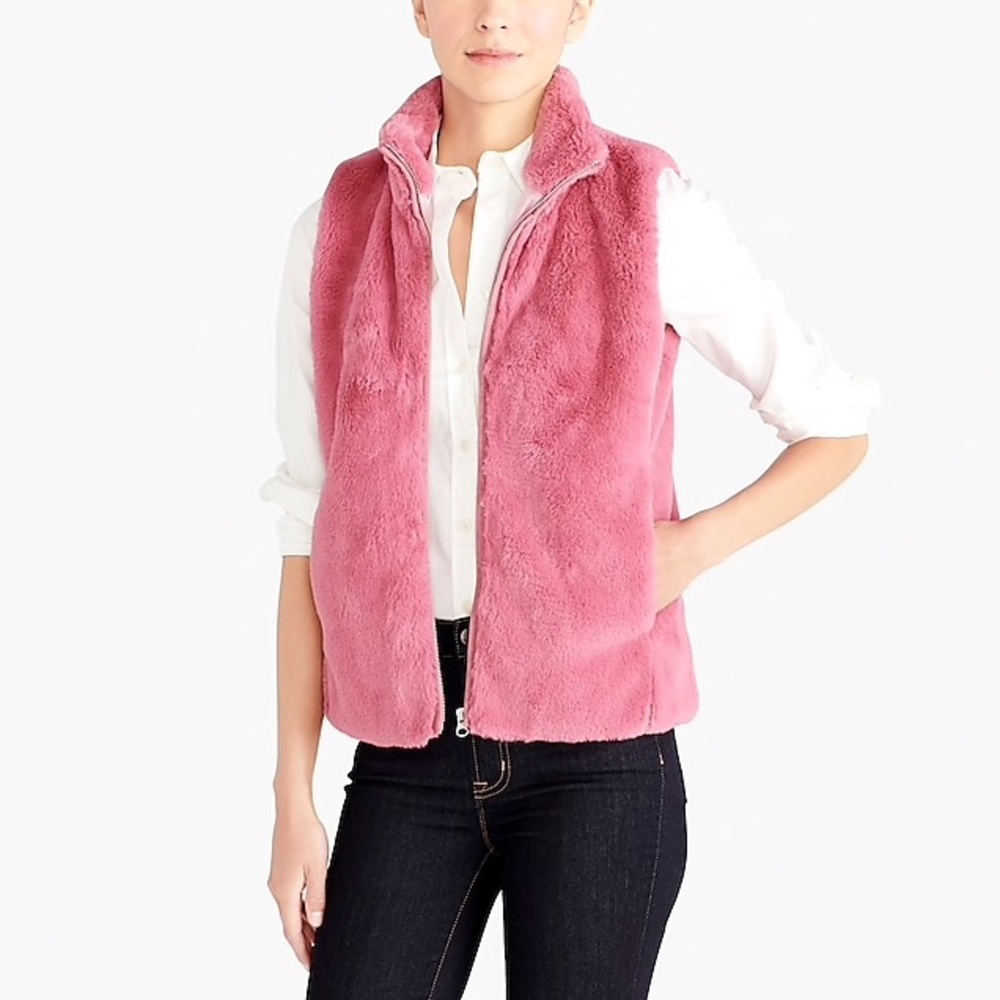 NWT JCrew Pink Faux Fur Vest